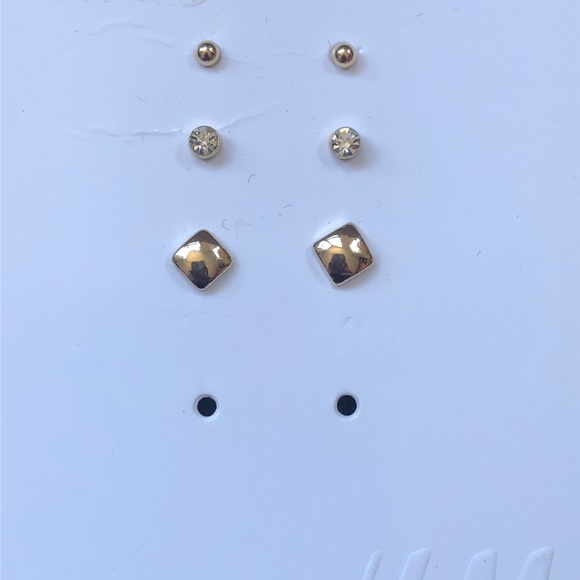 H&M Bundle of 3 pairs of mini gold / crystal studs - Picture 3 of 6